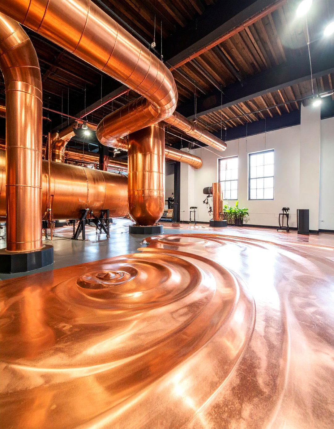 Copper Metallic Epoxy Concrete Floor - 25 Indoor Concrete Floor Paint Ideas