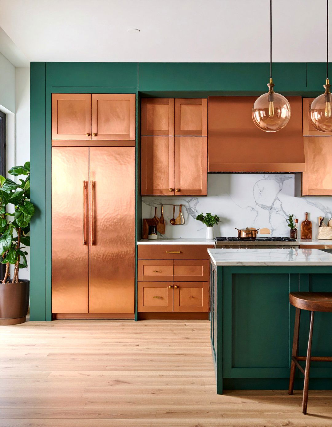 Copper Patina Kitchen Doors with Hammered Metal Textures - 25 Kitchen Door Design Ideas