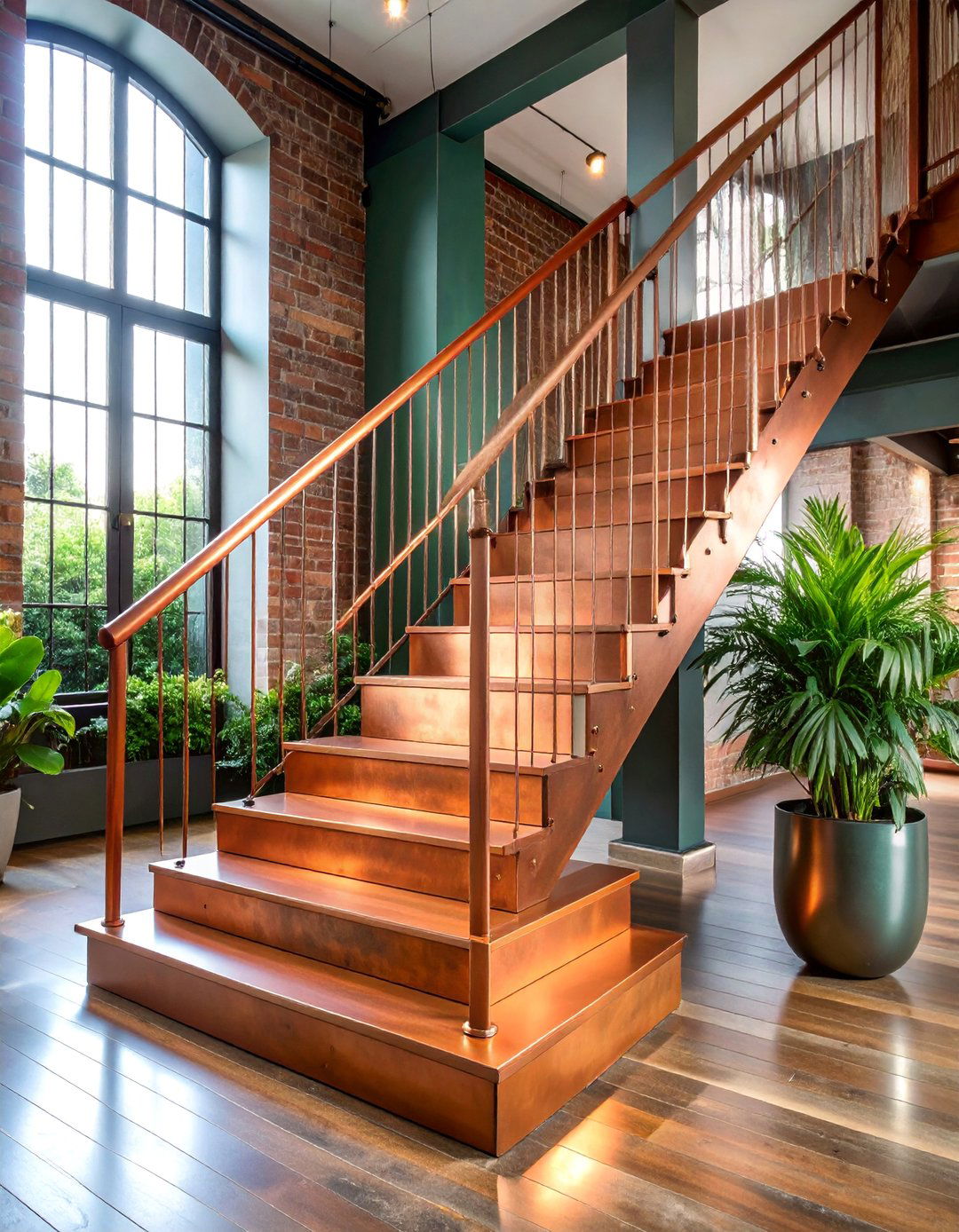 Copper Patina Metal Accent Design - 25 Stair Riser Ideas