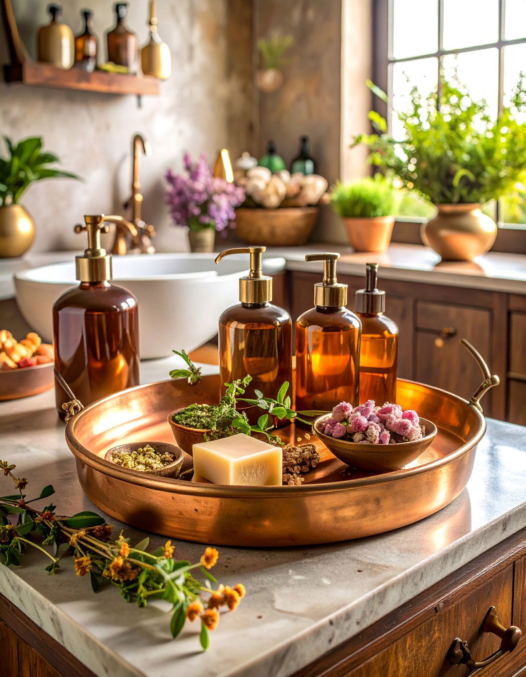 Copper Patina Vintage Tray - 25 Bathroom Tray Ideas