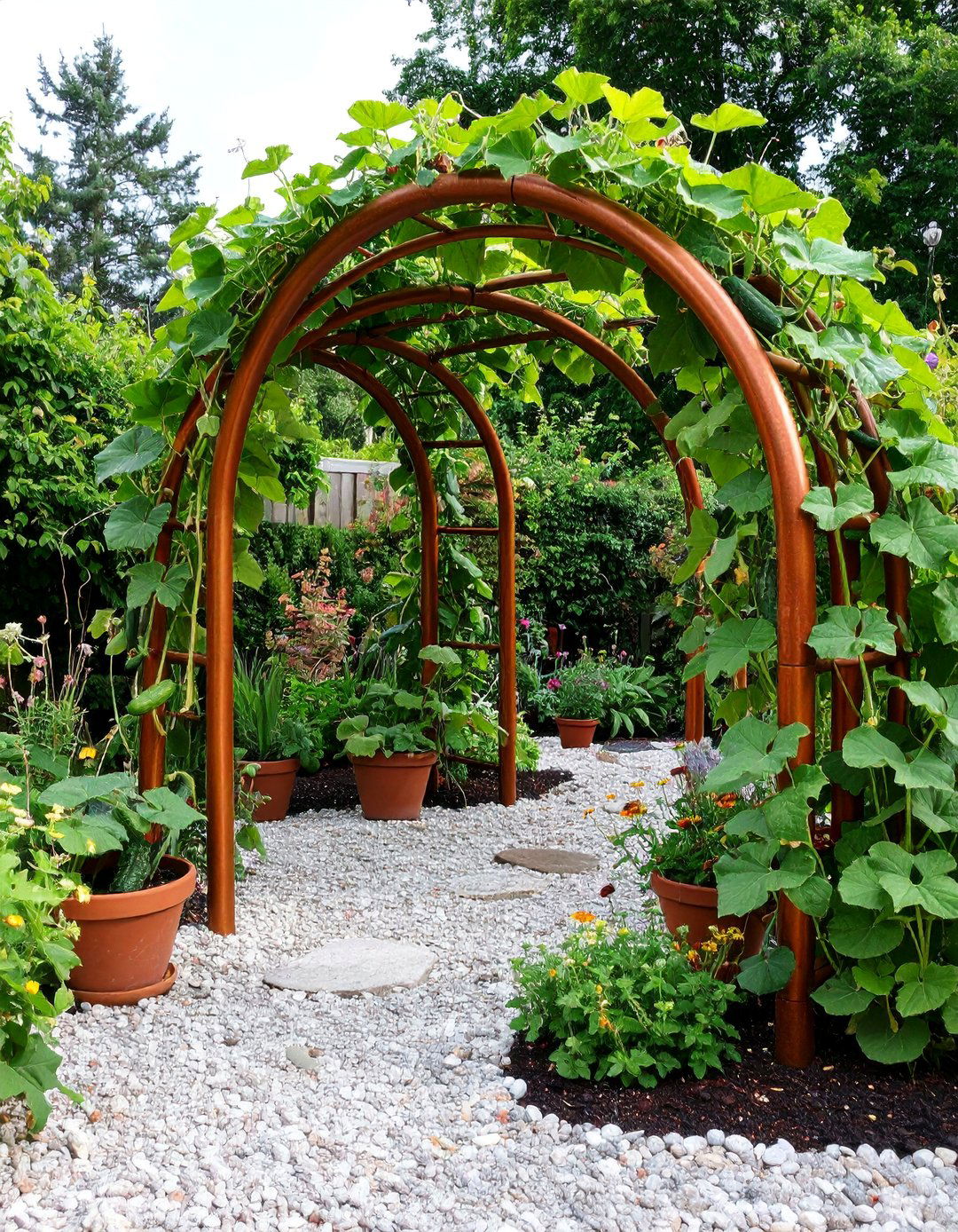 Copper Pipe Cucumber Trellis Sculpture - 25 Cucumber Trellis Ideas