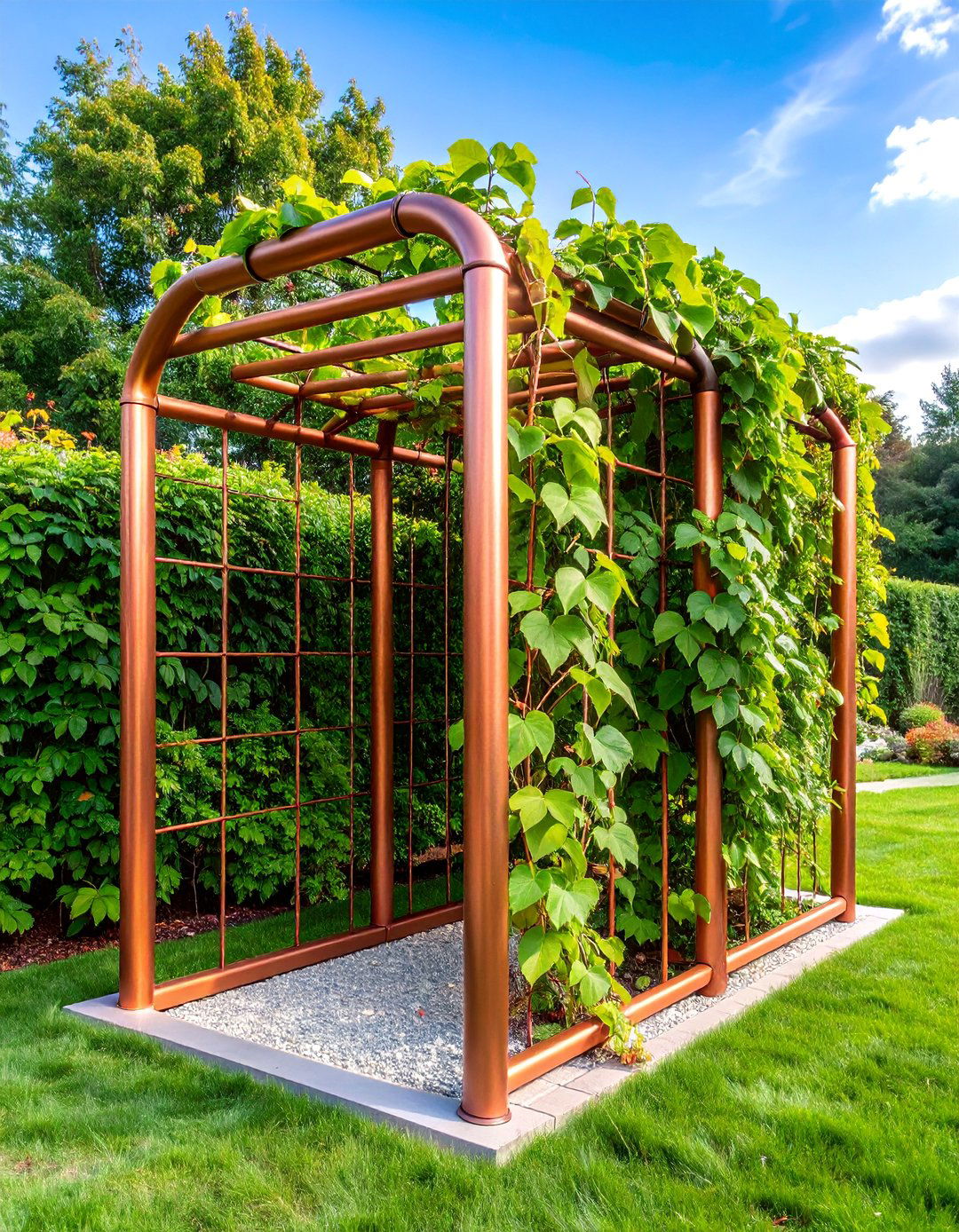 Copper Pipe Modern Trellis Design - 25 Garden Trellis Ideas