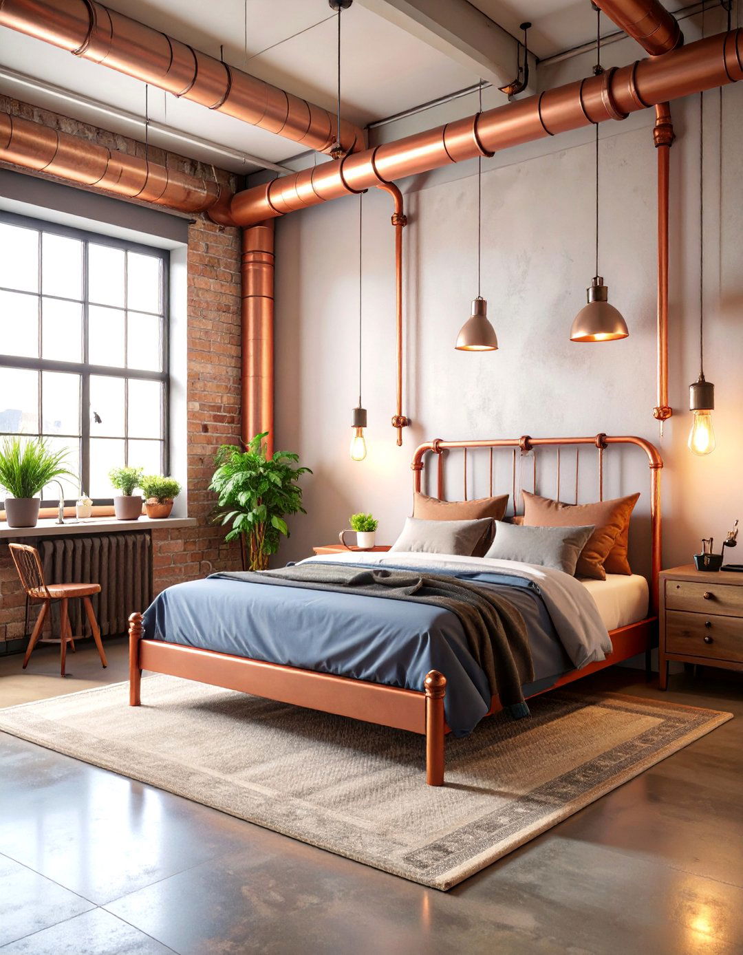 Copper Pipe Workshop Bedroom - 25 Steampunk Bedroom Ideas