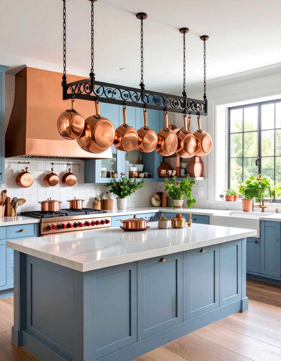 Copper Pot Rack Country Kitchen - 25 Country Kitchen Ideas