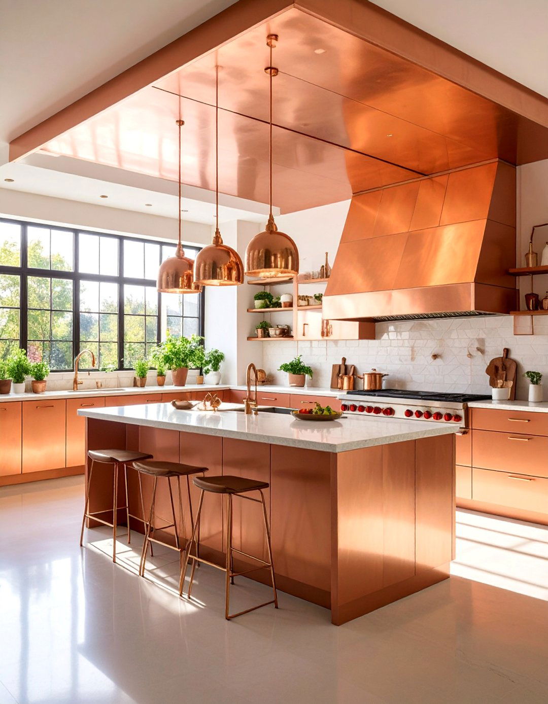 Copper Sheet Soffit with Metallic Warmth - 25 Kitchen Soffit Ideas