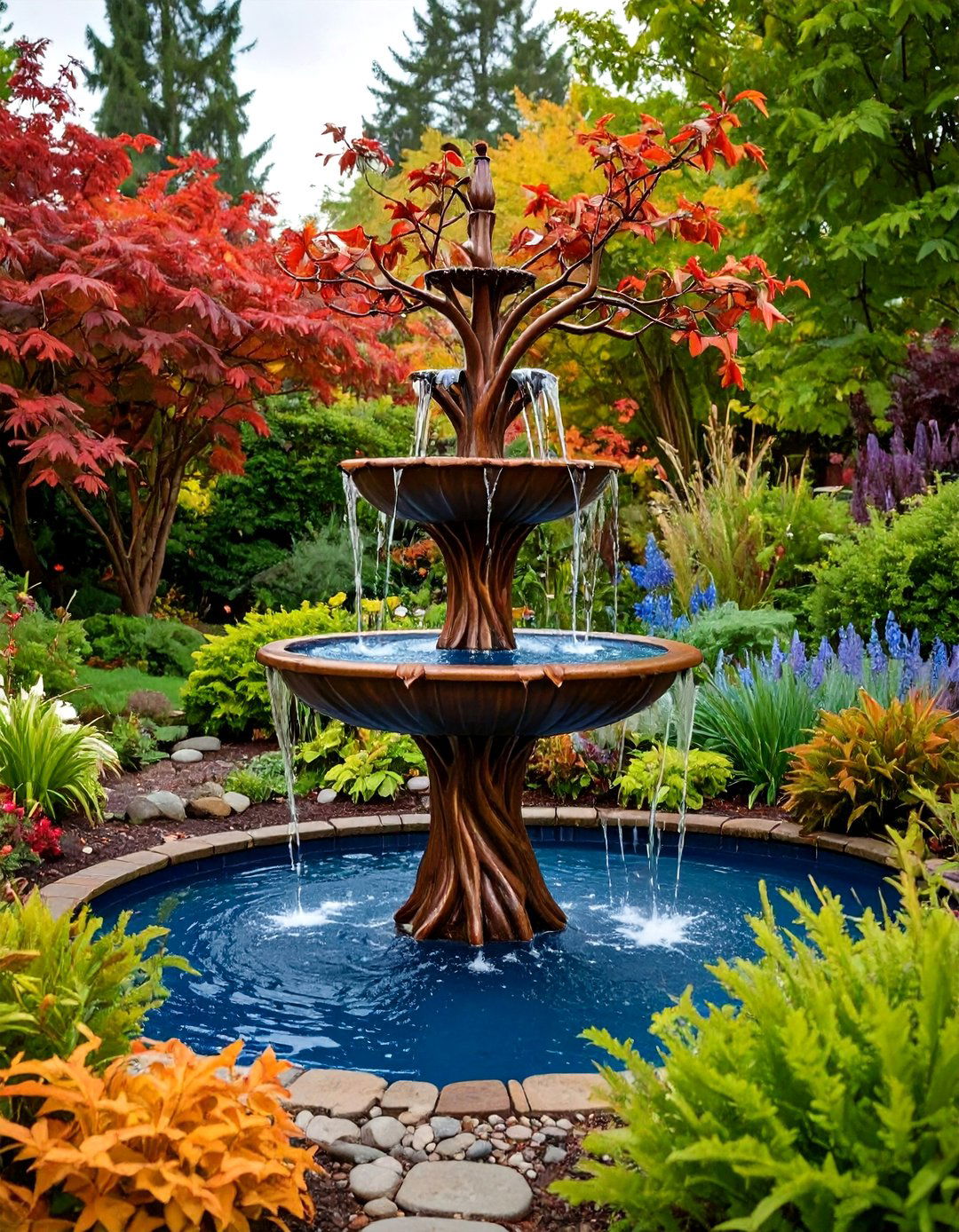 Copper Tree Sculpture Fountain - 25 Backyard Fountain Ideas