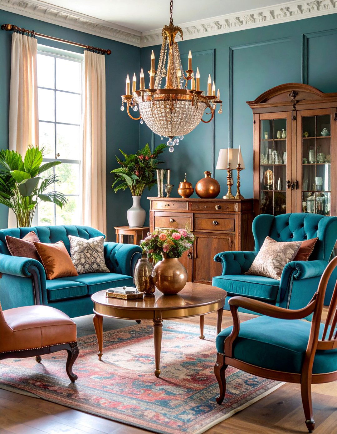 Copper and Brass Primitive Metal Accents - 25 Primitive Living Room Ideas