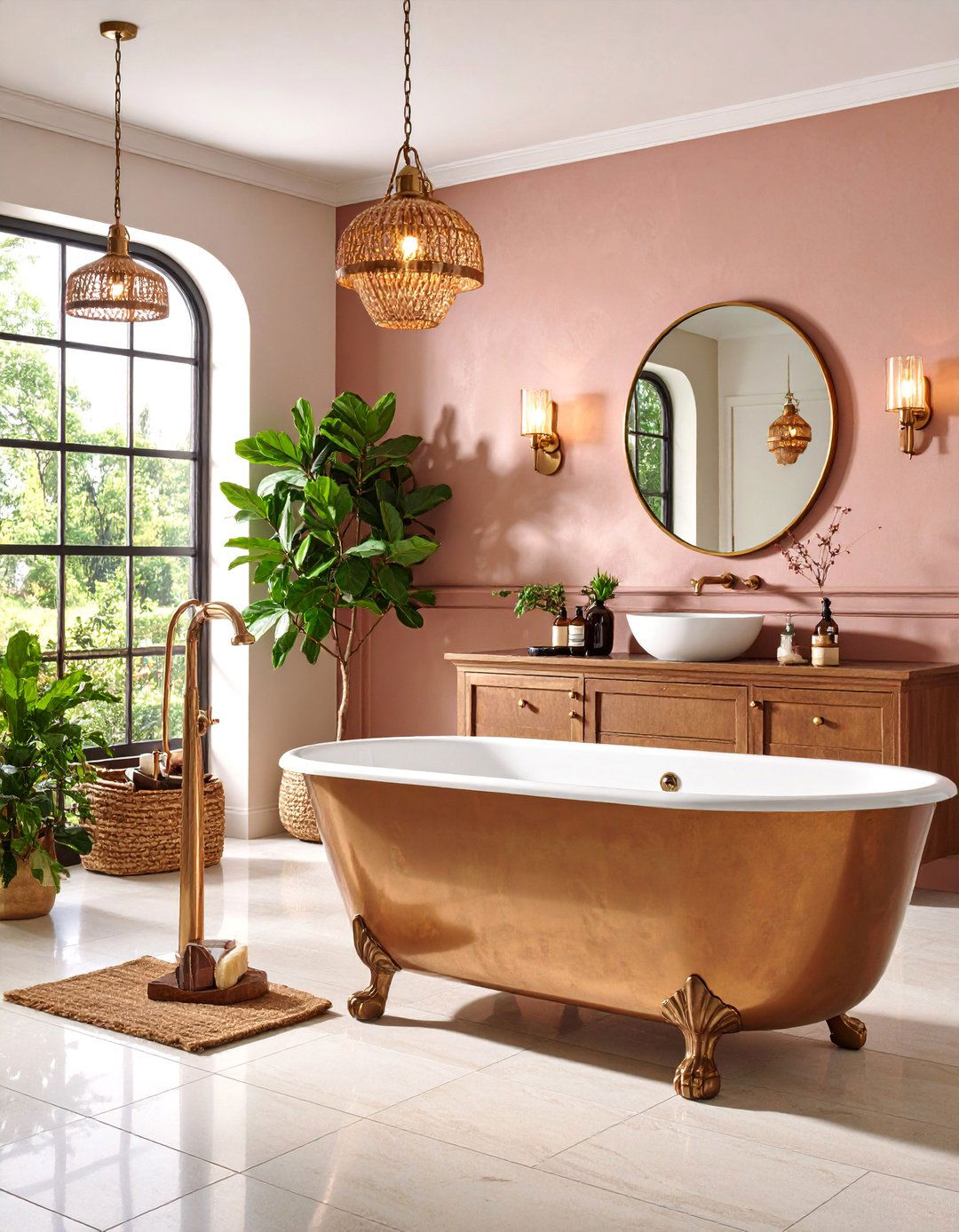 Copper and Brass Vintage Warmth - 25 Masculine Bathroom Ideas