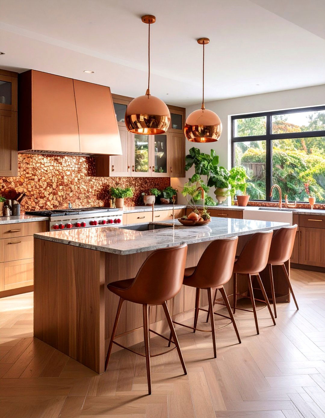 Copper and Brown Glass Mosaic - 25 Kitchen Backsplash Ideas
