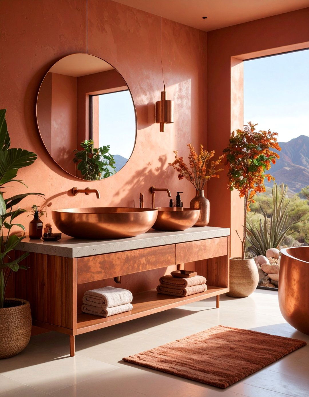 Copper and Patina Finish Bathroom - 25 Western Bathroom Ideas