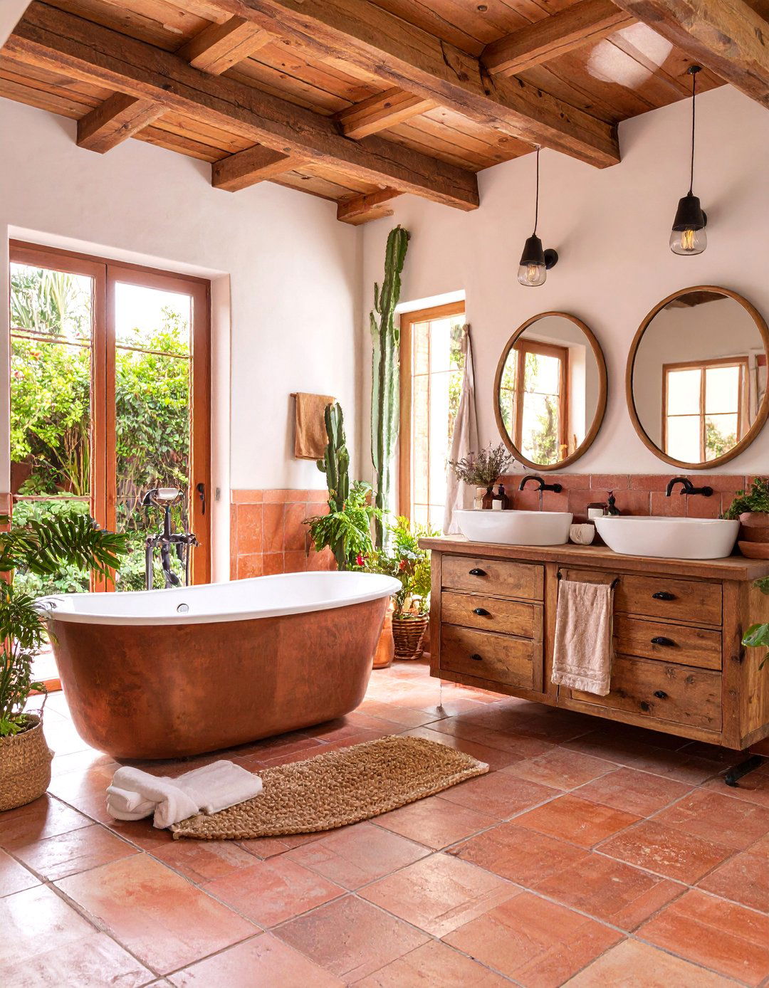 Copper and Terracotta Spanish Style Bathroom - 25 Spanish Style Bathroom Ideas