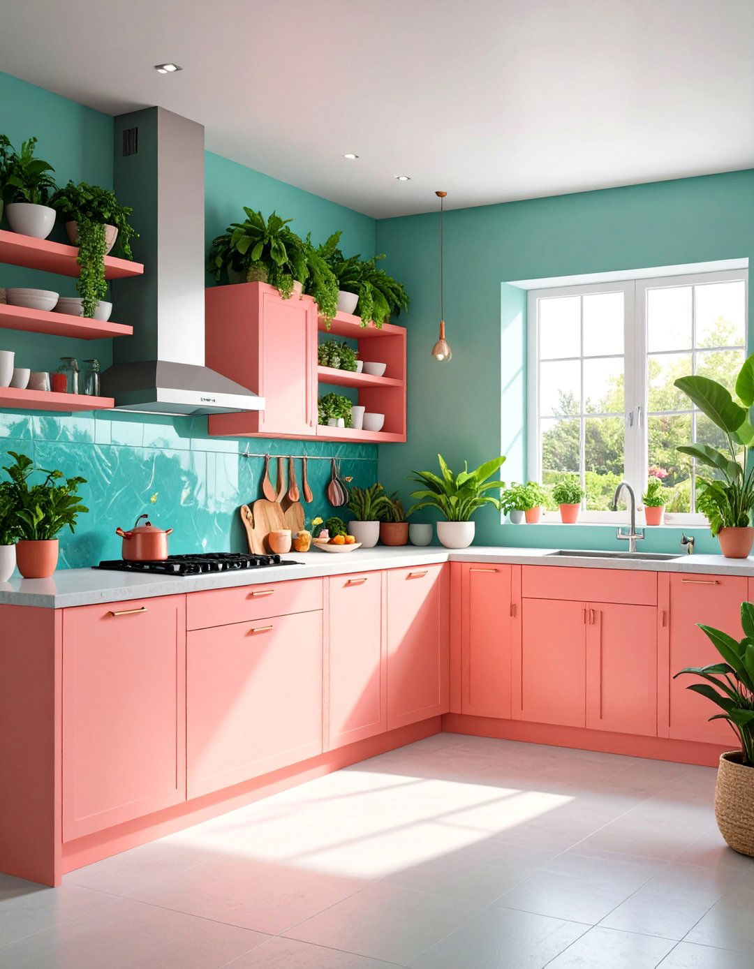 Coral Garden Kitchen with Living Reef Elements - 25 Tropical Kitchen Ideas