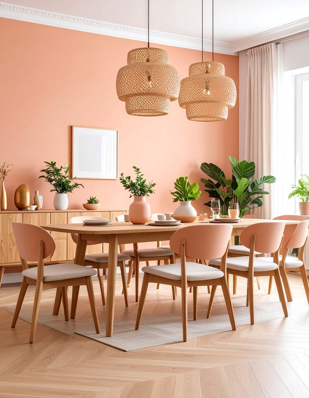 Coral Peach Glow for Warm Vibrancy - 25 Dining Room Paint Colors