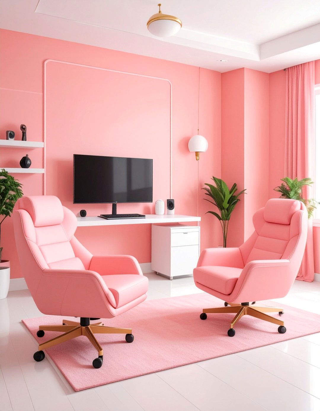 Coral Pink Gaming Paradise - 25 Game Room Paint Ideas