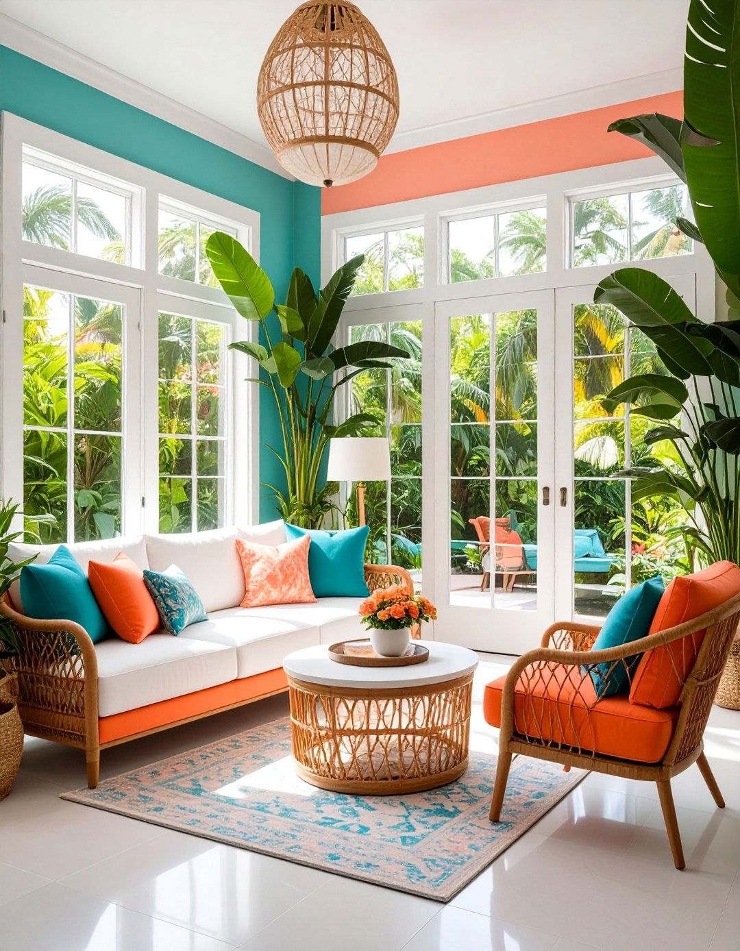 Coral Pink Interior Door with Tropical Warmth - 25 Interior Door Color Ideas