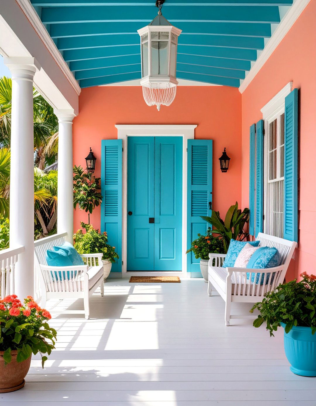Coral Porch with Vibrant Energy - 25 Porch Paint Colors