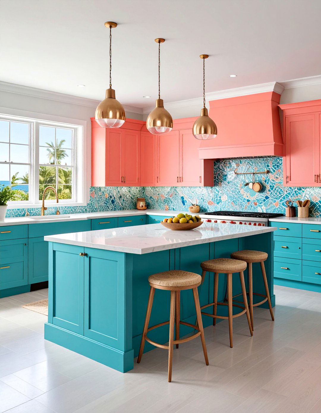 Coral Reef Kitchen with Vibrant Coastal Colors - 25 Tropical Kitchen Ideas