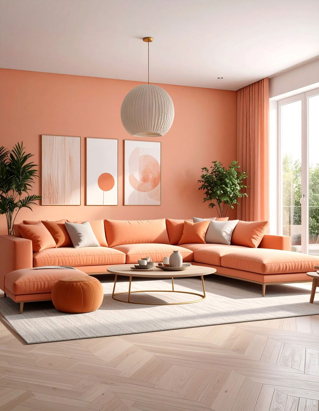 Coral Sunset Living Room - 25 Colorful Living Room Ideas