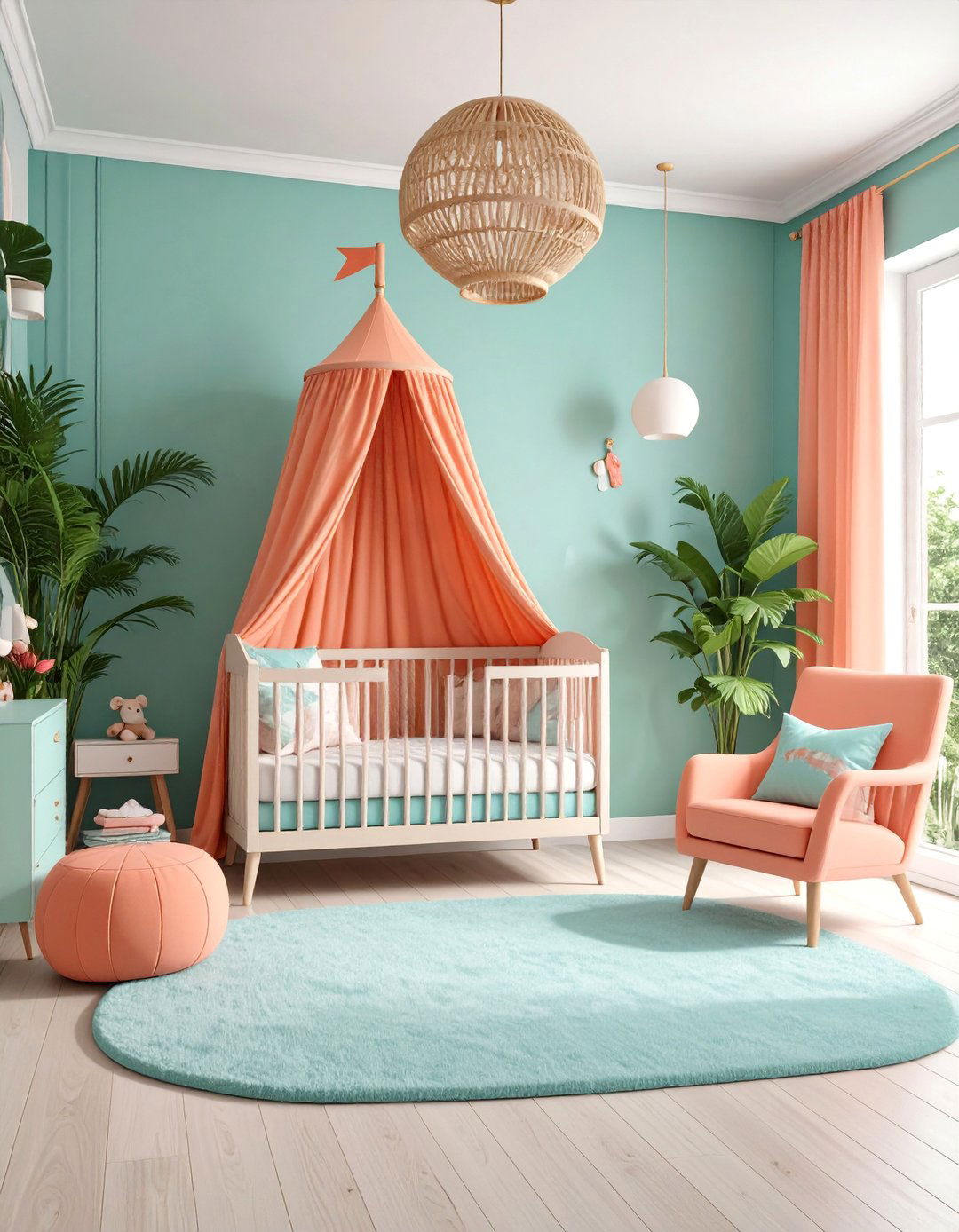 Coral and Mint Fresh Combination - 25 Nursery Color Ideas