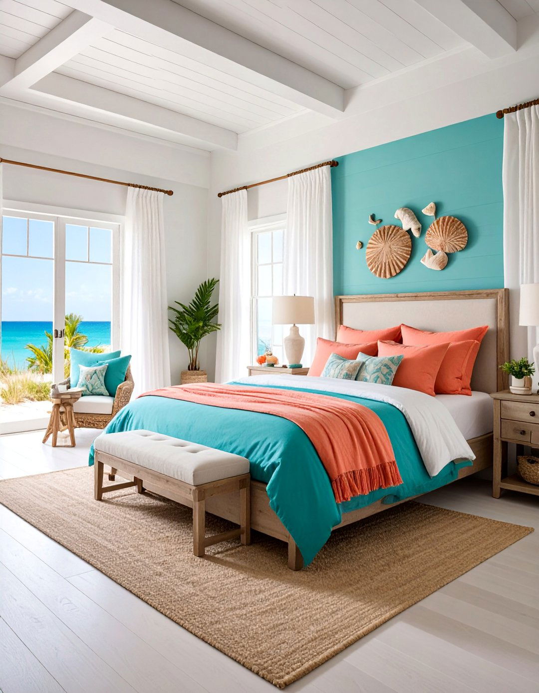 Coral and Turquoise Coastal Bedroom Theme - 25 Colorful Bedroom Ideas