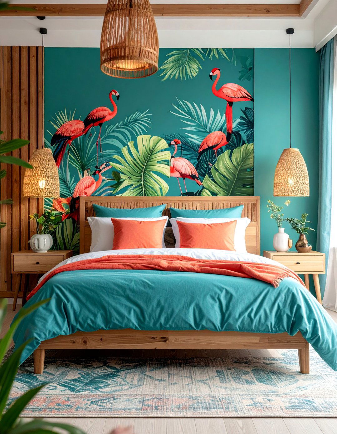 Coral and Turquoise Tropical Fusion - 25 Chinoiserie Bedroom Ideas