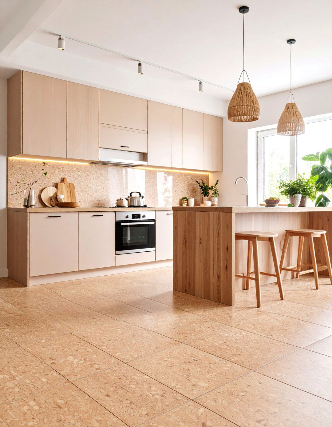 Cork Flooring Sustainable Kitchen - 25 Earthy Kitchen Ideas