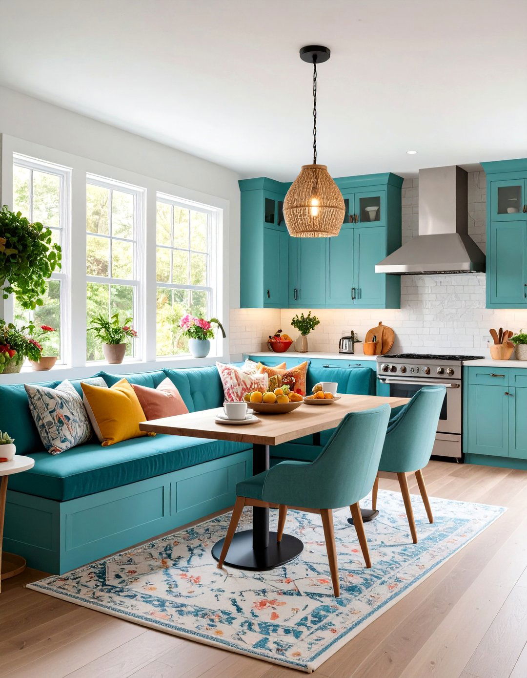 Corner Banquette Dining Nook with Custom Cushions - 25 Small Kitchen Table Ideas