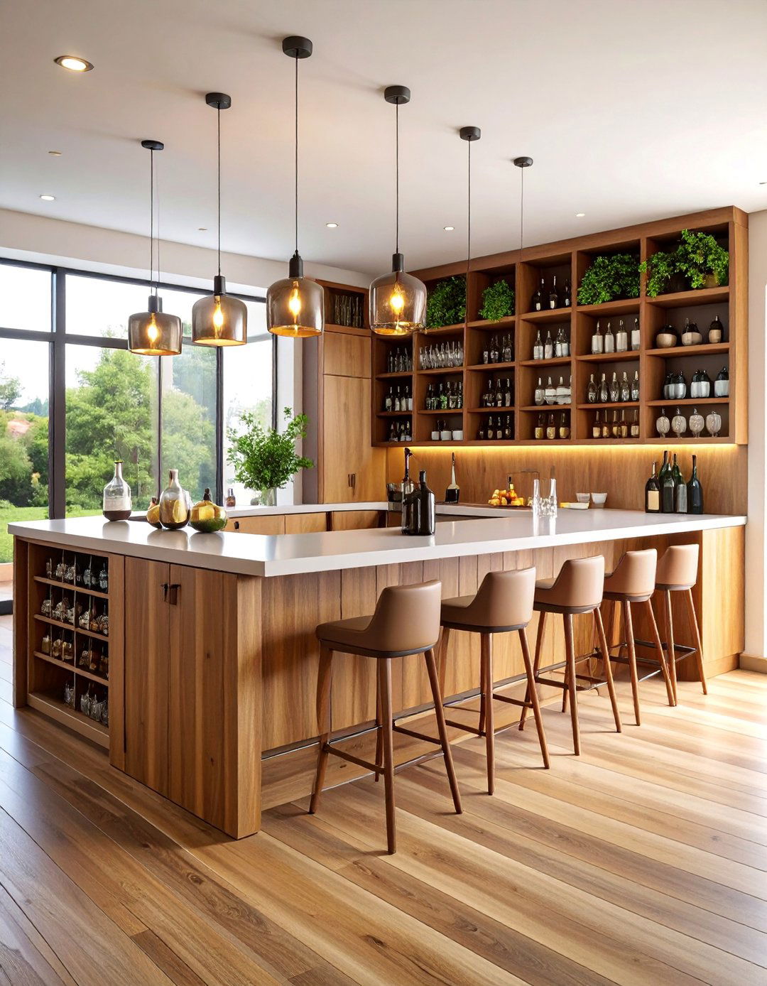 Corner Bar Cabinet with Glassware Storage - 25 Corner Cabinet Ideas