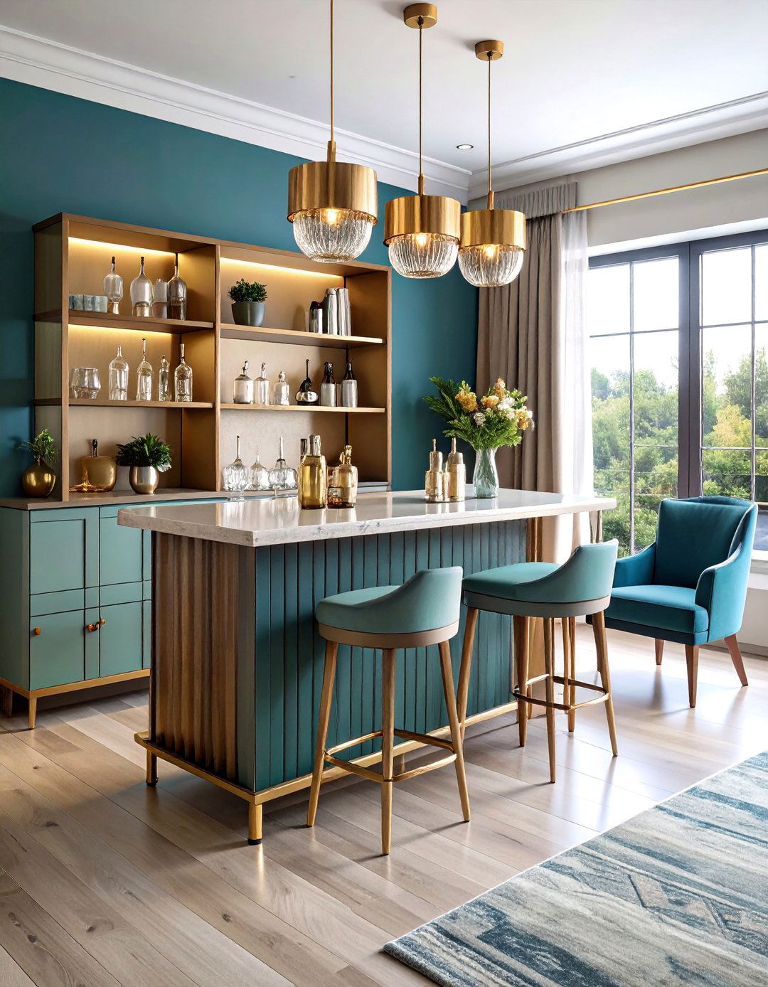 Corner Bar Cart and Entertainment Station - 25 Bedroom Corner Ideas
