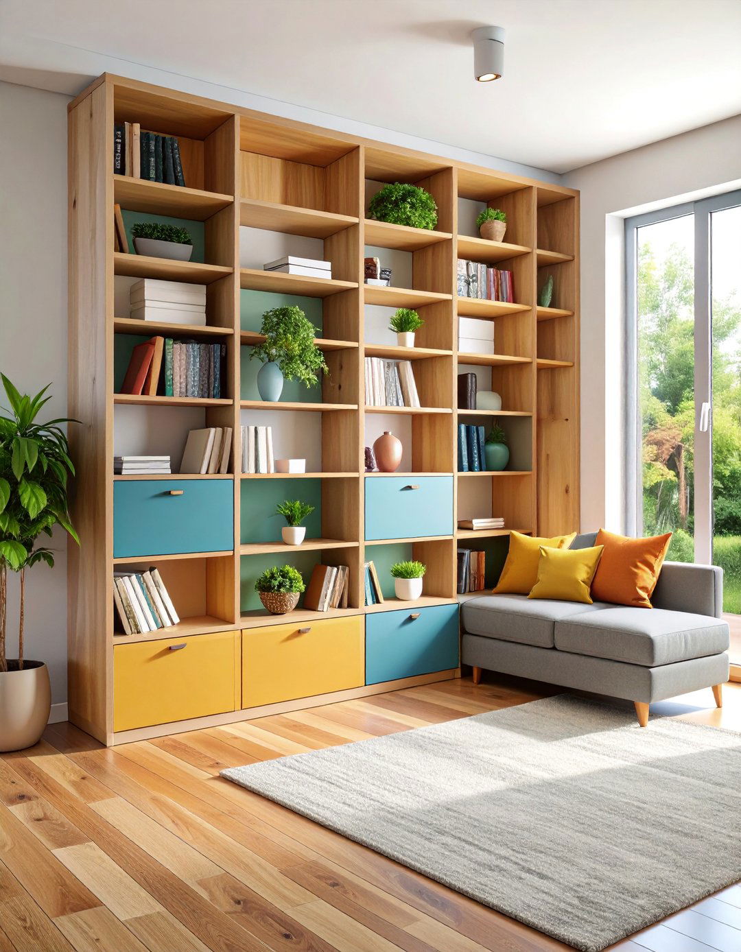 Corner Bookshelf with Hidden Storage Compartments - 25 Corner Bookshelf Ideas