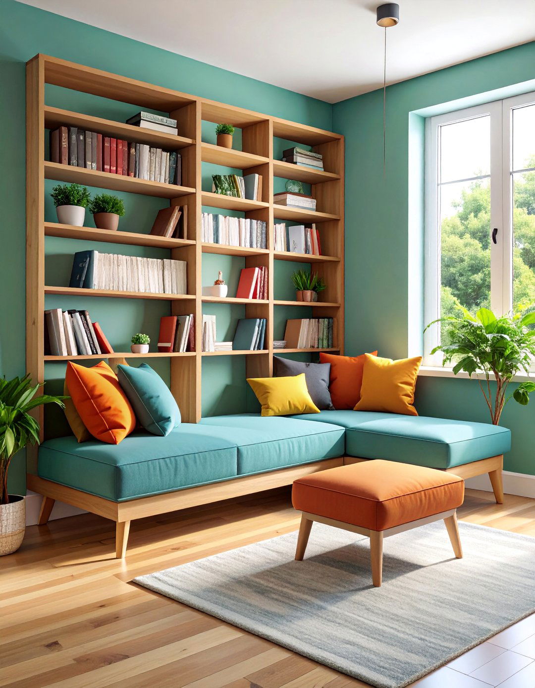 Corner Bookshelf with Integrated Seating Bench - 25 Corner Bookshelf Ideas