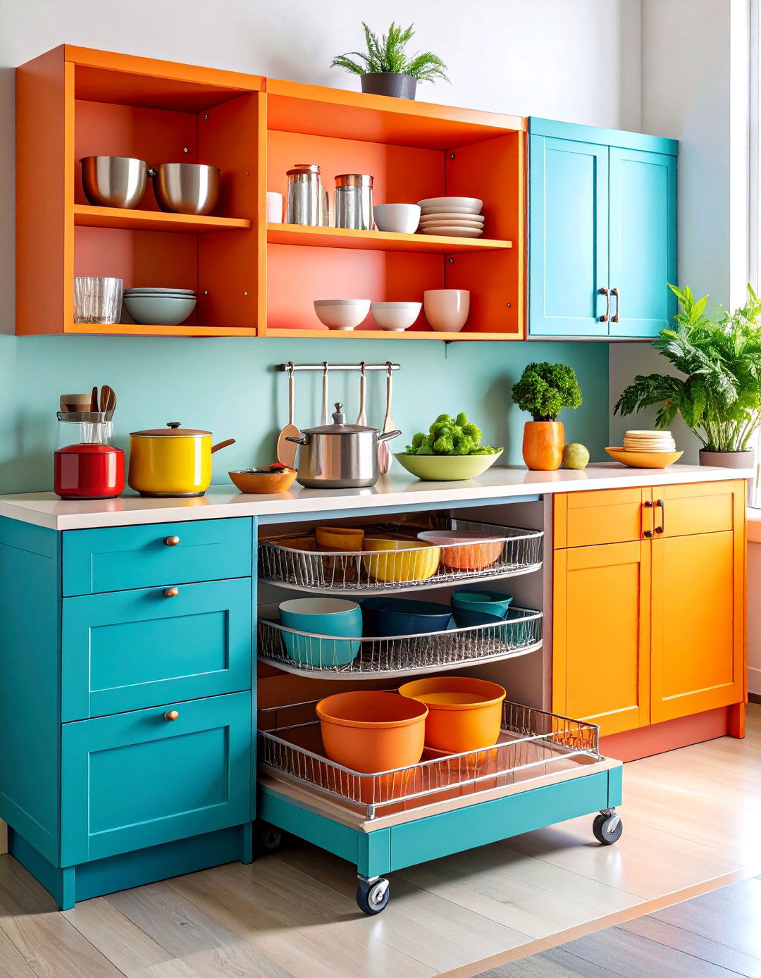 Corner Cabinet Lazy Susan Storage System - 25 Pots and Pans Storage Ideas