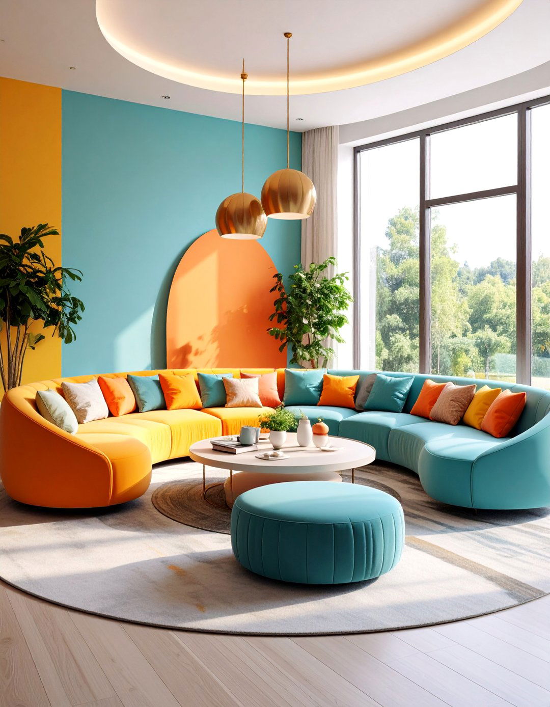 Corner Conversation Nook with Curved Seating Arrangement - 25 Small Living Room Ideas