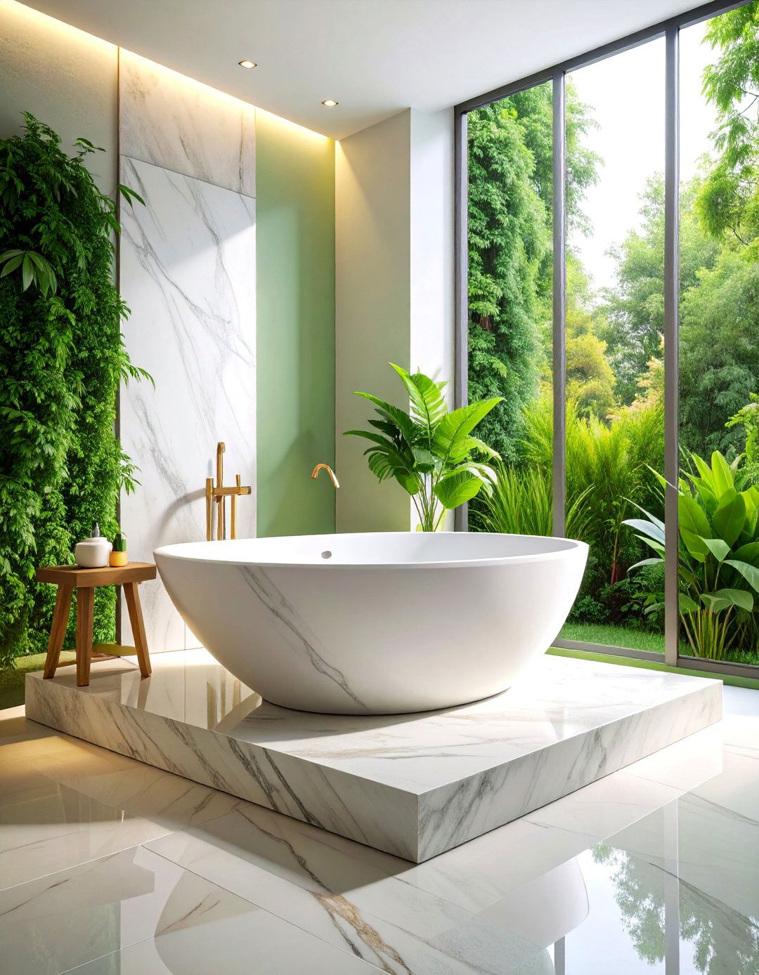 Corner Drop In Tub with Built In Steps - 25 Drop in Tub Ideas