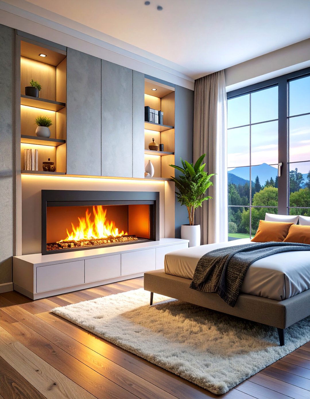 Corner Electric Fireplace Design - 25 Fireplace Ideas