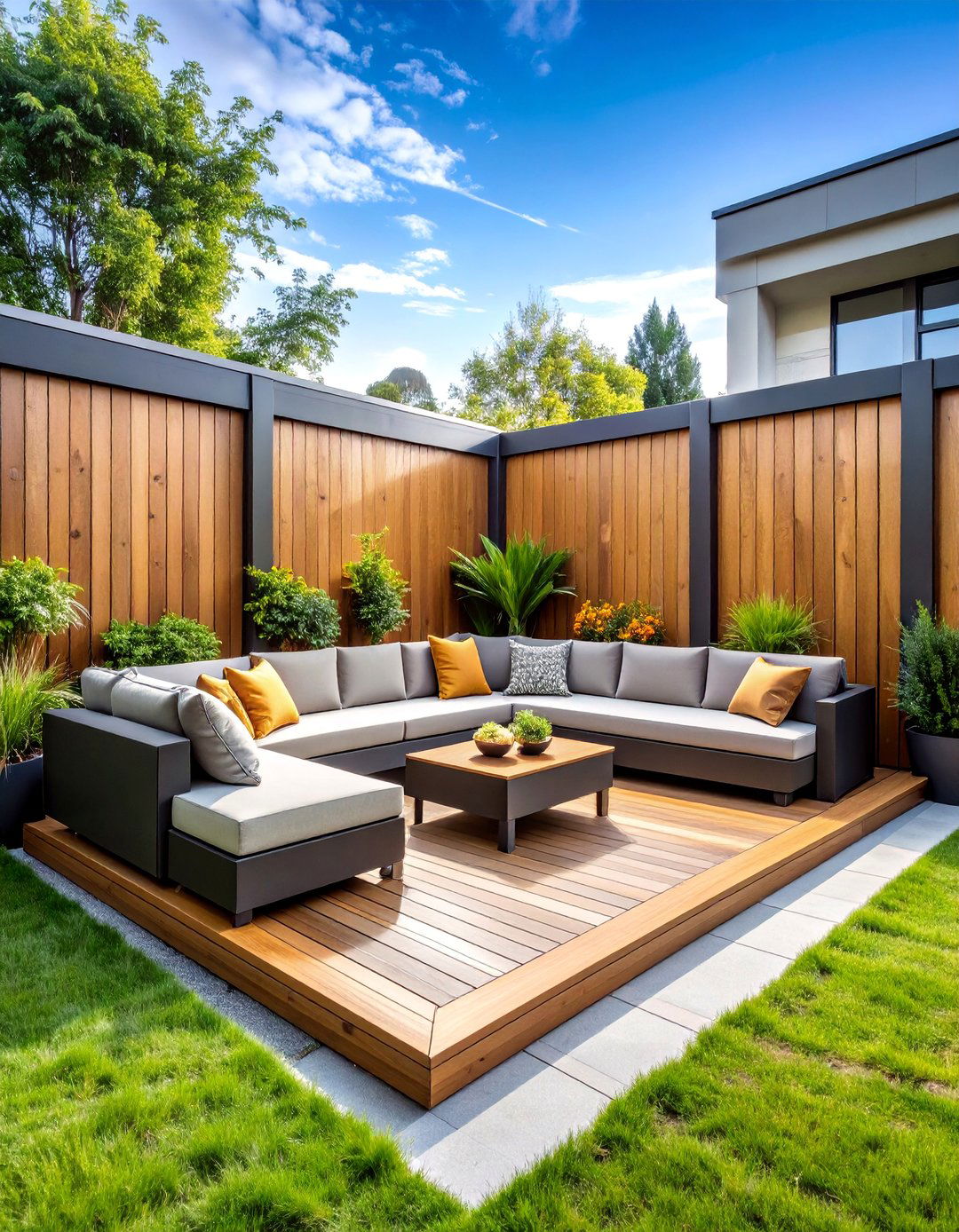 Corner Fence with Integrated Seating Areas - 25 Corner Fence Ideas