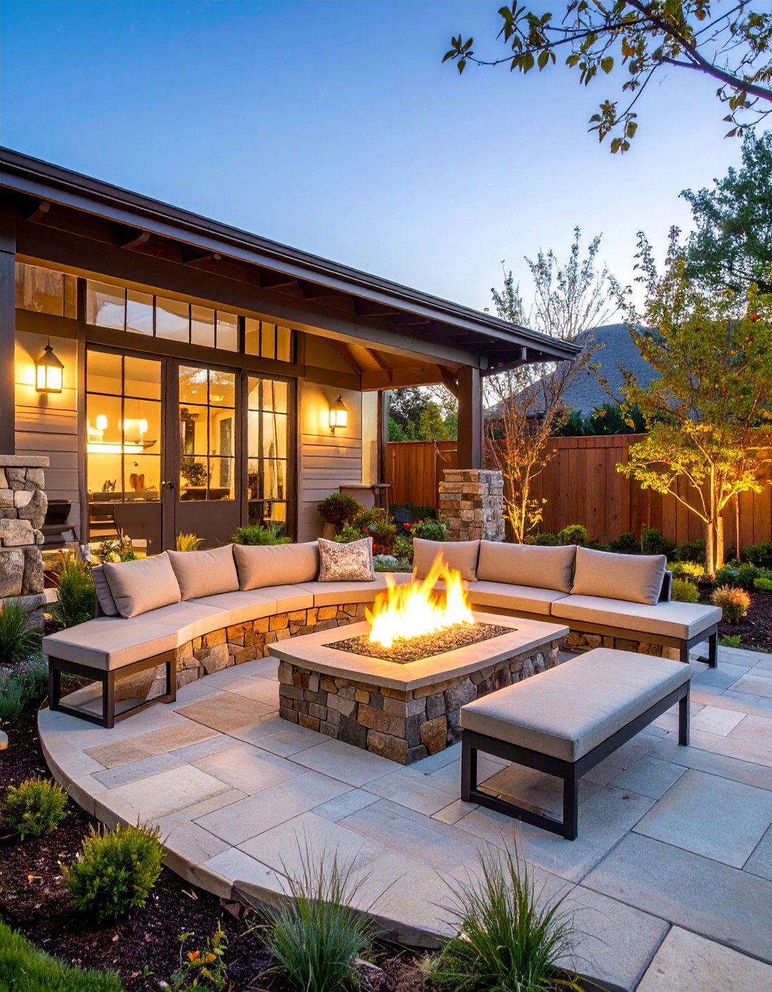 Corner Fire Pit Gathering Space - 25 Corner Patio Ideas