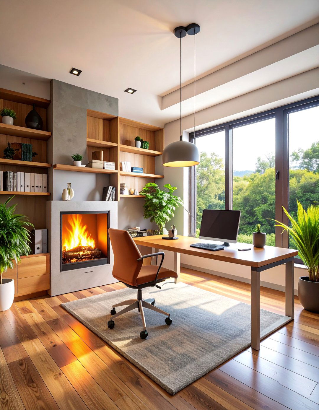 Corner Fireplace Office for Small Spaces - 25 Home Office With Fireplace Ideas