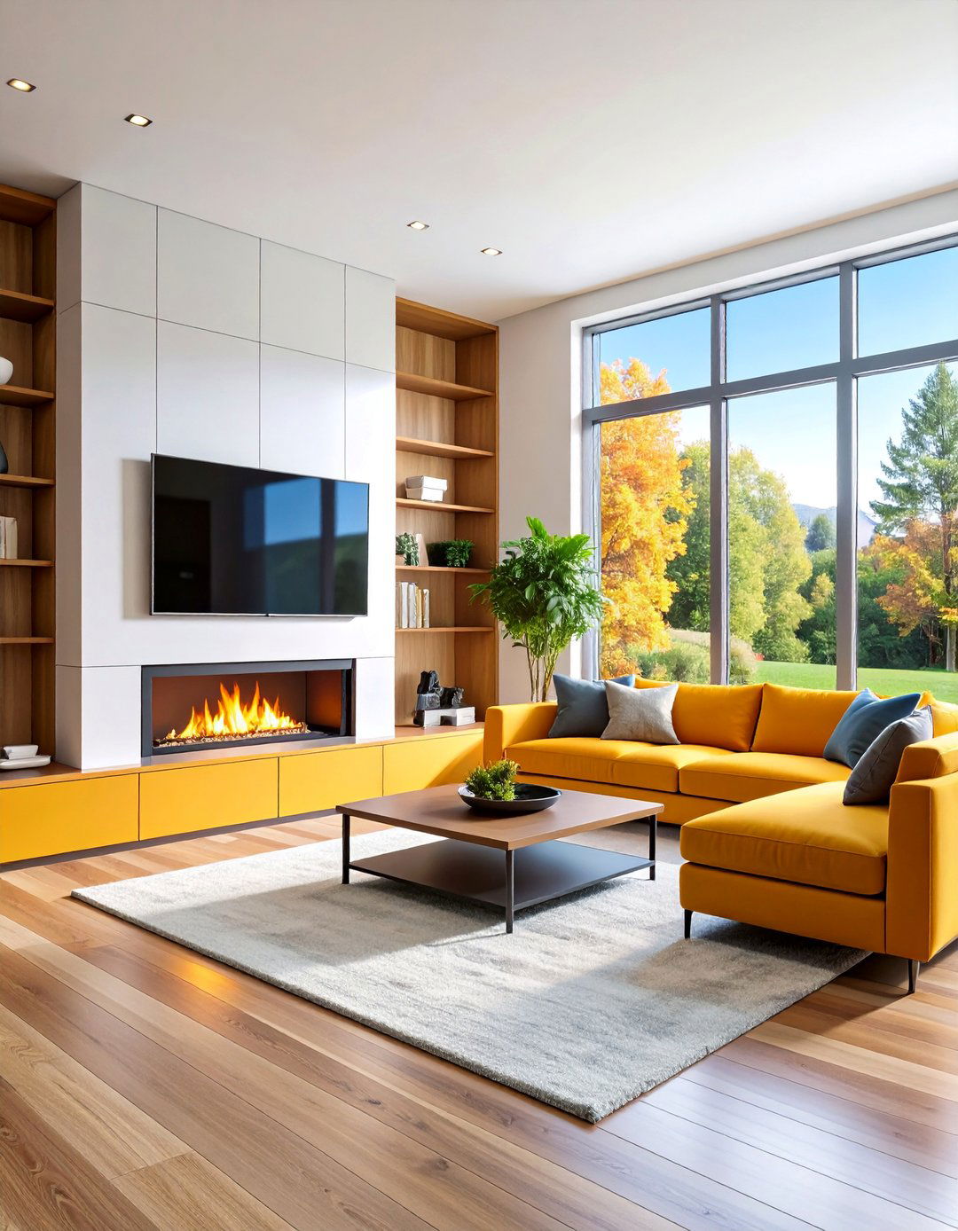 Corner Fireplace with Angled TV Configuration - 25 Tv Over Fireplace Ideas