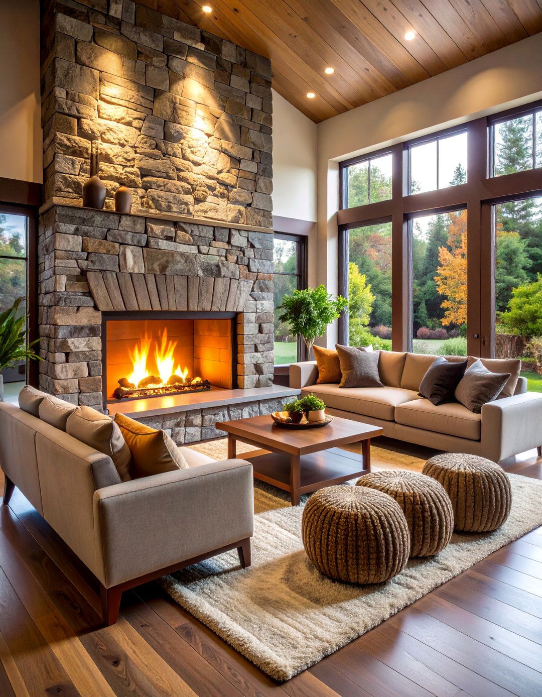 Corner Fireplace with Raised Hearth and Seating - 25 Corner Fireplace Ideas