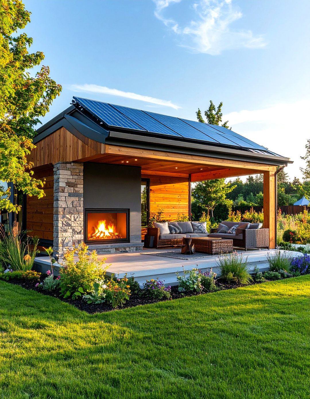 Corner Fireplace with Sustainable and Eco Friendly Features - 25 Outdoor Corner Fireplace Ideas