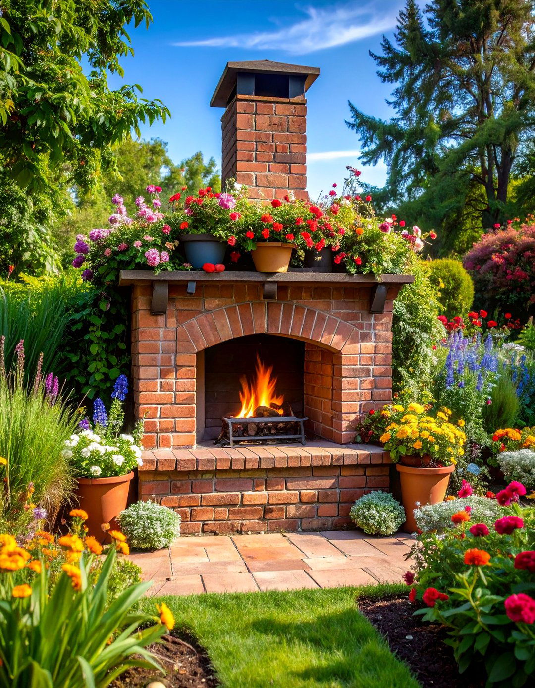 Corner Fireplace with Vintage and Antique Design Elements - 25 Outdoor Corner Fireplace Ideas