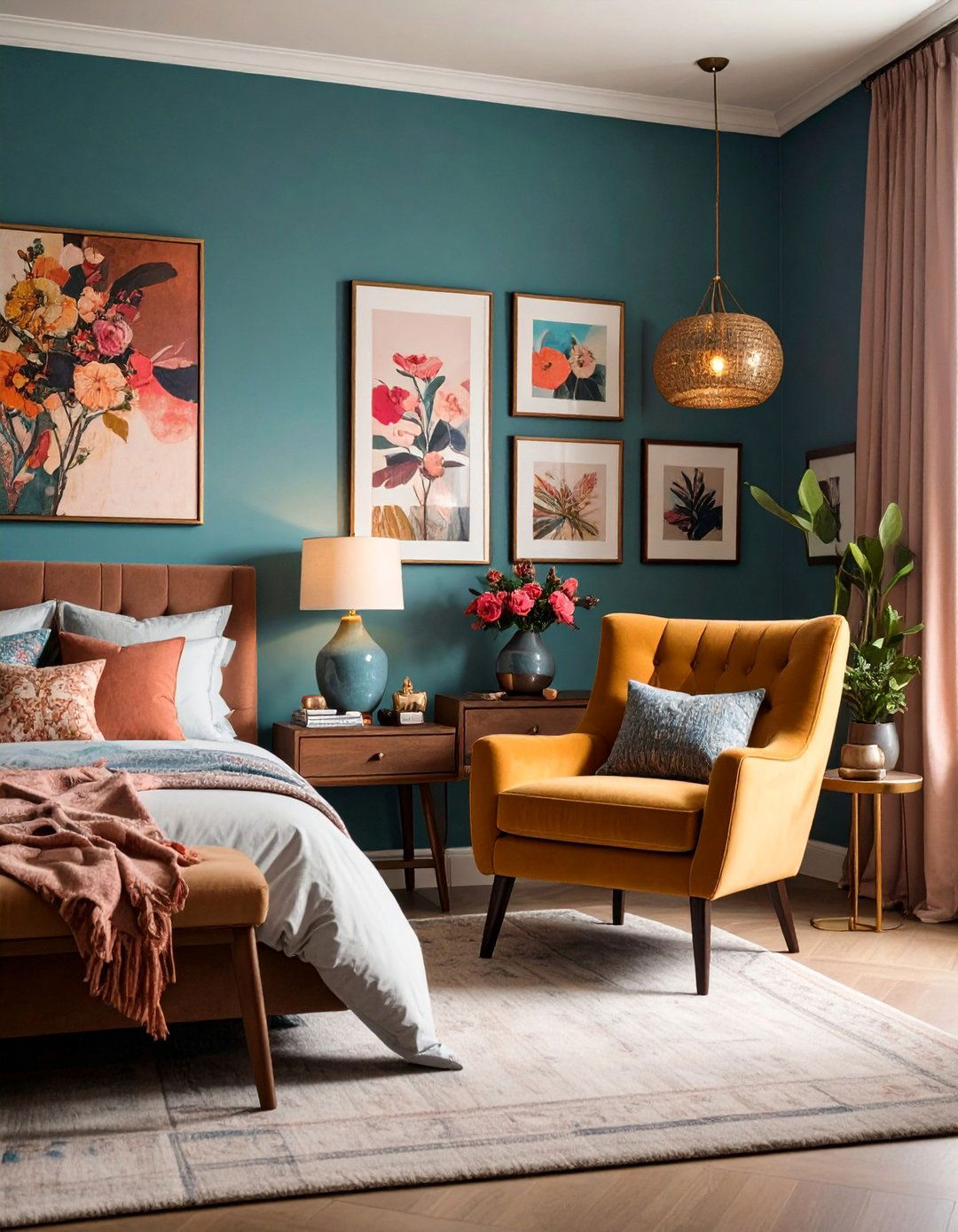 Corner Gallery Wall with Accent Chair