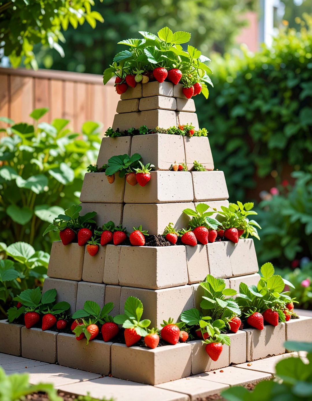 Corner Garden Pyramid Feature - 25 Cinder Block Garden Ideas