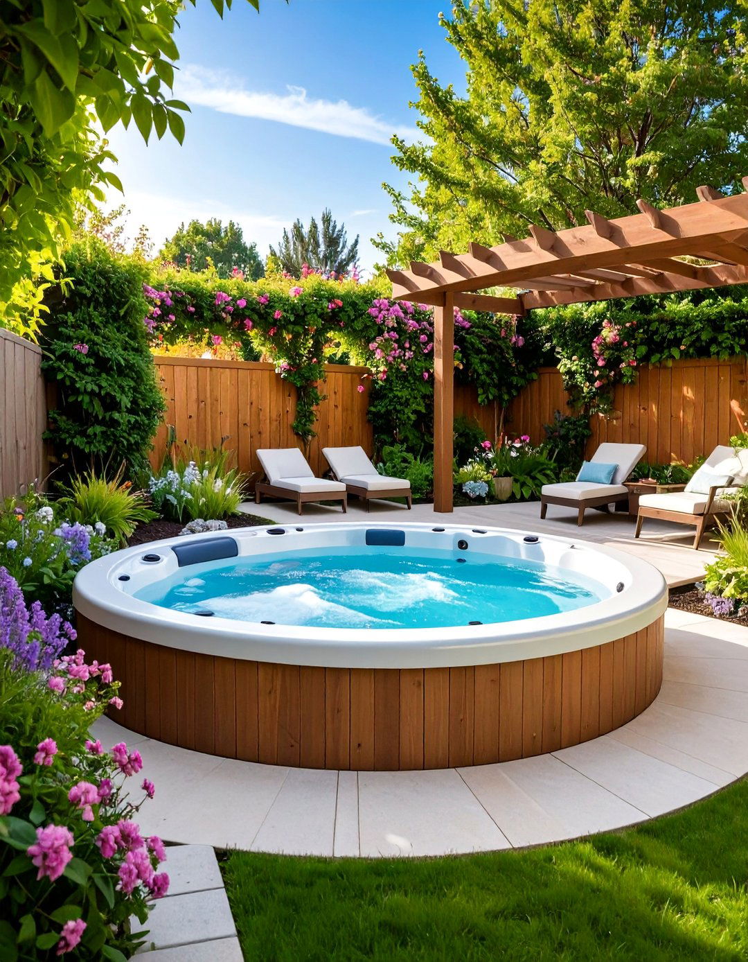 Corner Garden Retreat Hot Tub - 25 Hot Tub Landscaping Ideas