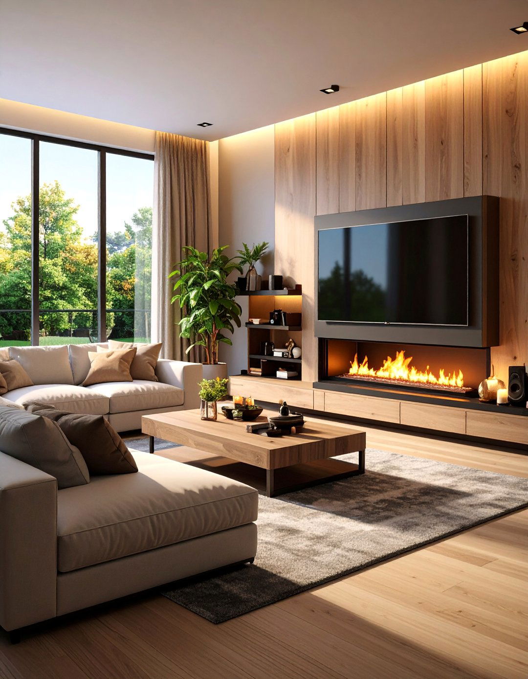 Corner Gas Fireplace with Built in Entertainment Center - 25 Corner Gas Fireplace Ideas