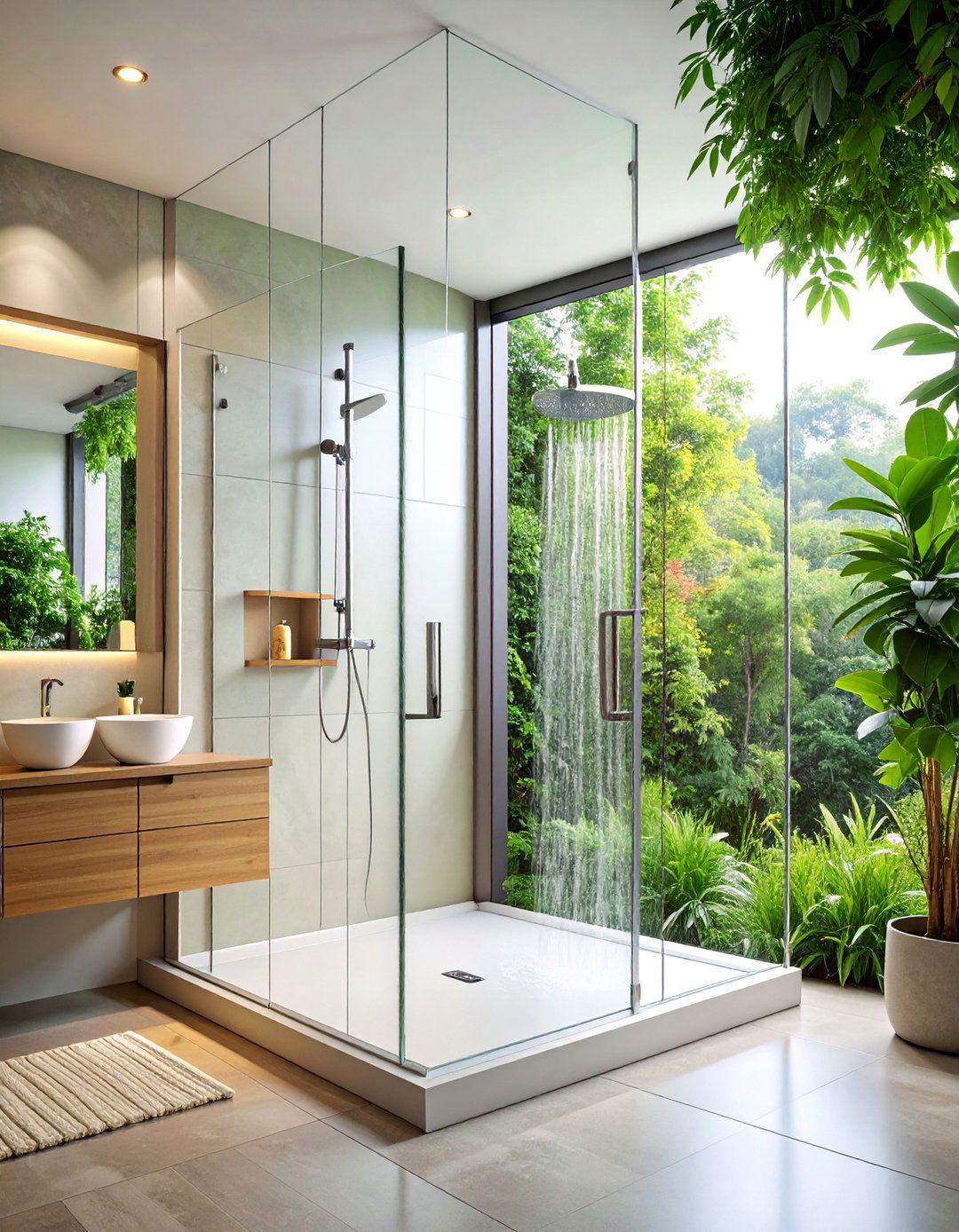 Corner Glass Enclosure Maximizer - 25 Doorless Walk In Shower Ideas