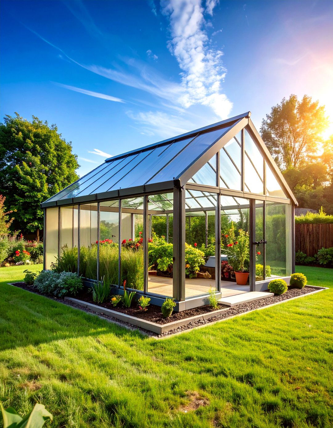 Corner Greenhouse with Attached Cold Frame Extension - 25 Corner Greenhouse Ideas