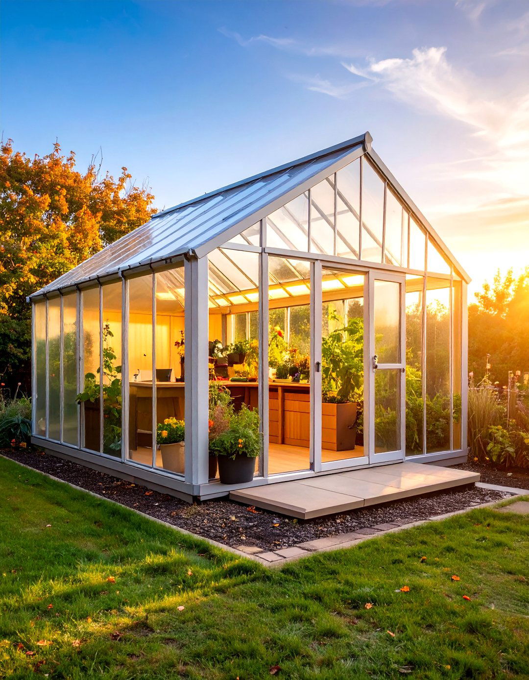 Corner Greenhouse with Attached Potting Shed - 25 Corner Greenhouse Ideas