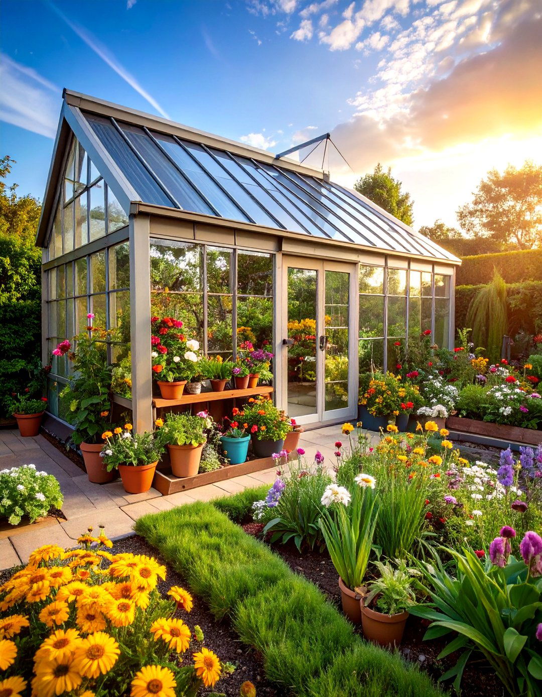 Corner Greenhouse with Butterfly Garden Integration - 25 Corner Greenhouse Ideas